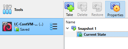 Screenshot of managing VM snapshots